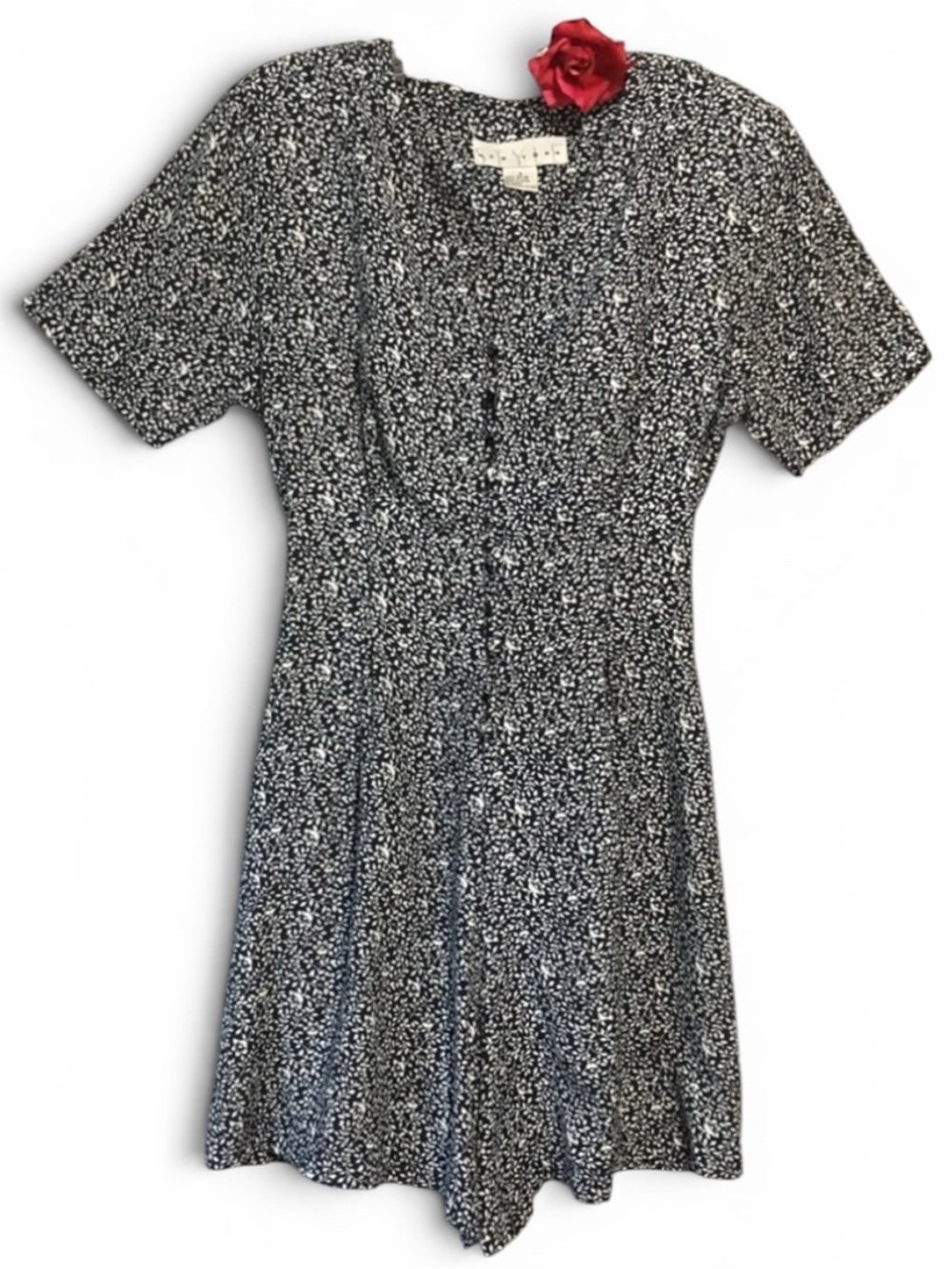VTG SM. ROMPER BLACK & WHITE FLORAL STYLE NEW YORK